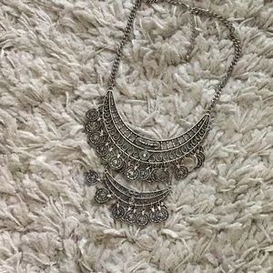 Silver tribal style statement necklace
